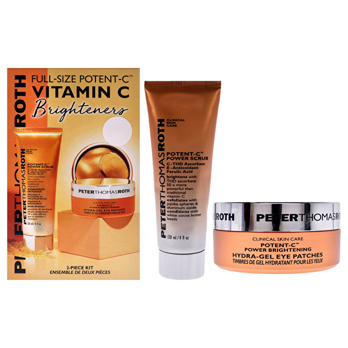 Peter Thomas Roth Full-size Potent-c Vitamin C Brighteners Kit: Power Scrub 120ml/4oz & Hydra-gel Eye Patches 30ct 2pcs