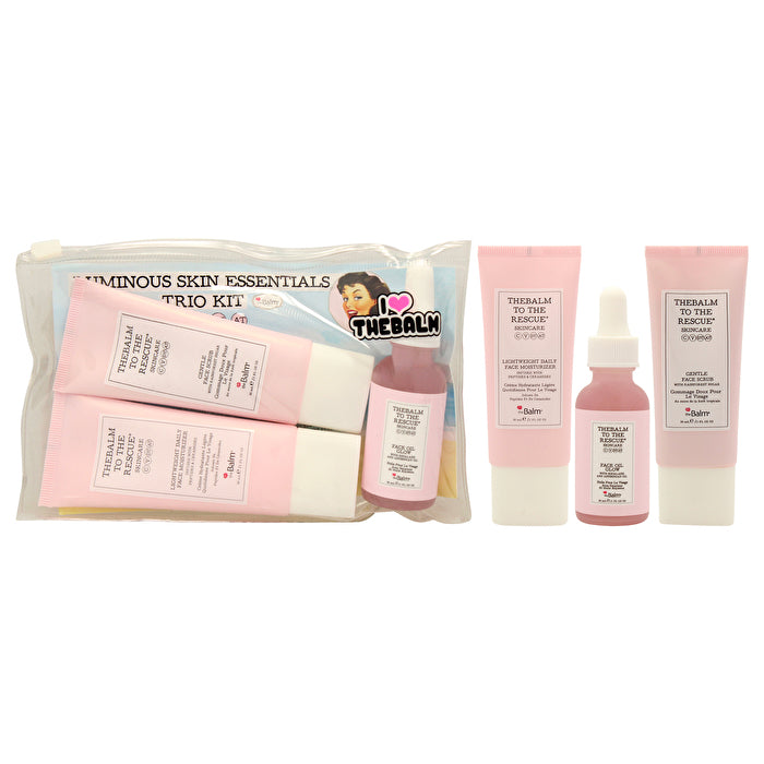 Thebalm Luminous Skin Essentials Trio Kit: Lightweight Daily Face Moisturizer 30ml/1oz & Gentle Face Scrub 30ml/1oz & Face Oil 30ml/1oz 3pcs